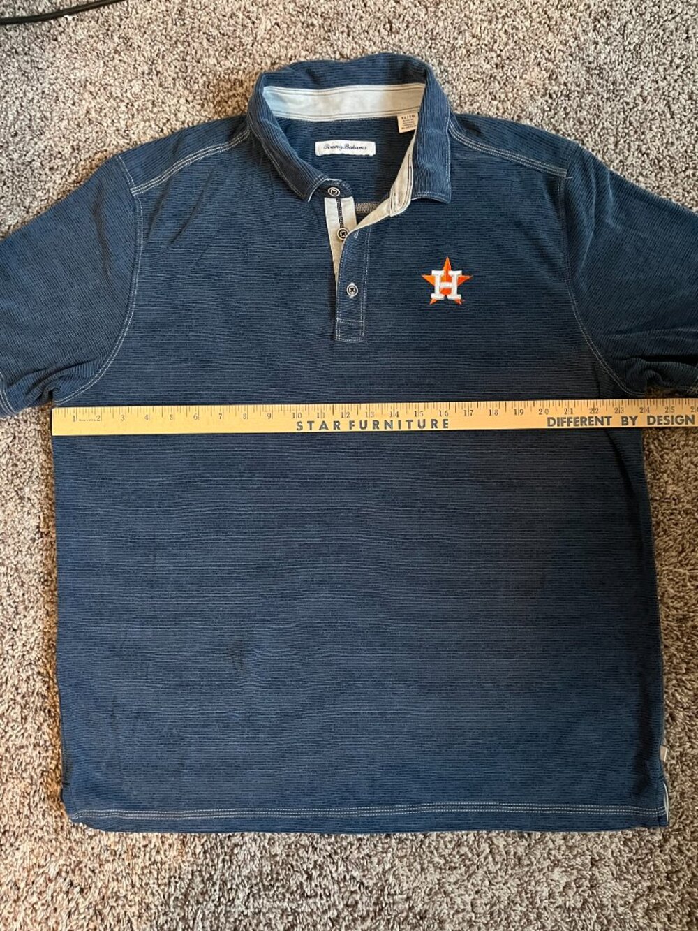 Tommy Bahama Men's Blue Pinstripe Houston Astros Polo Shirt Size XL Sports Fan - Picture 6 of 7
